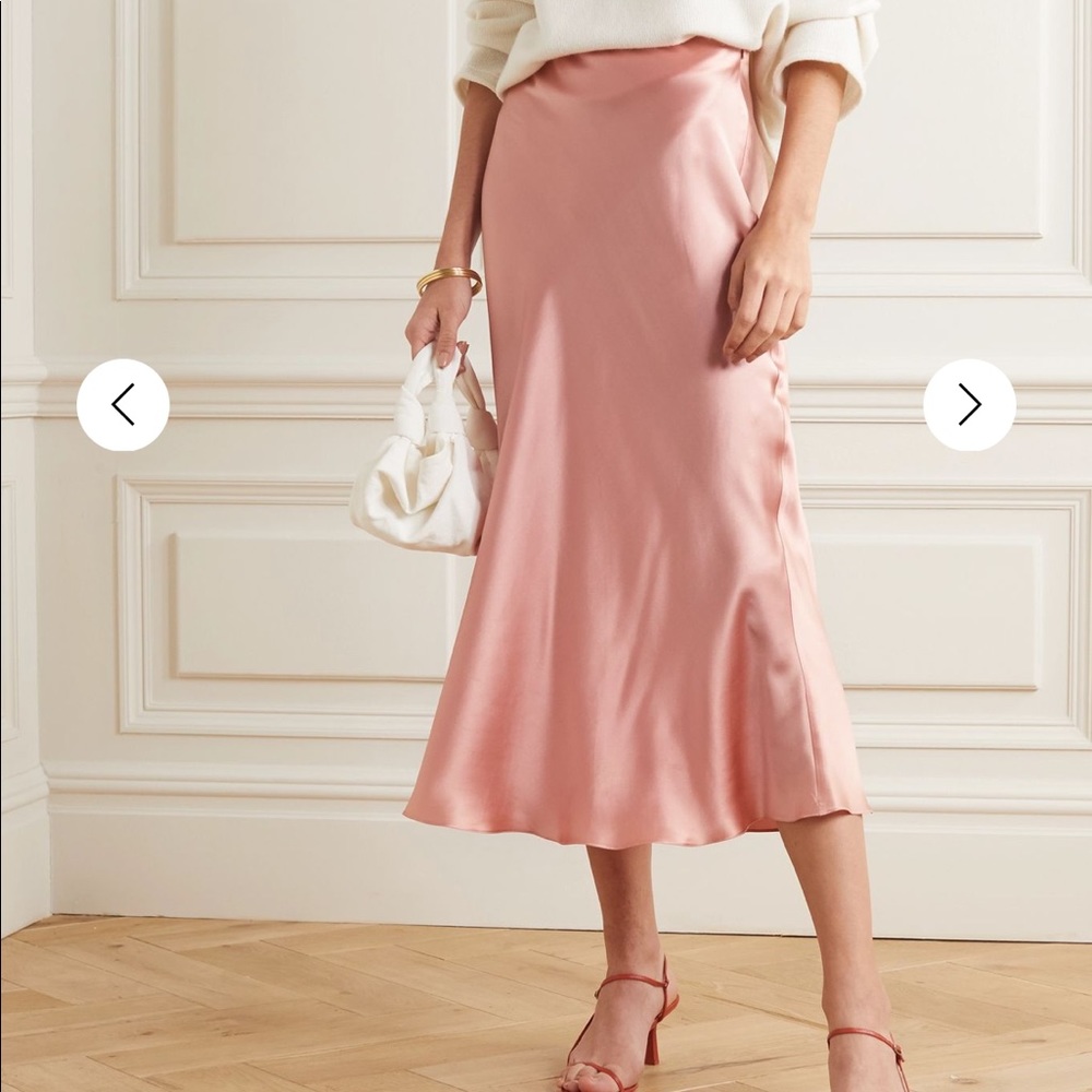 NWT WHITE CLOSET Pink Satin Midi Sati